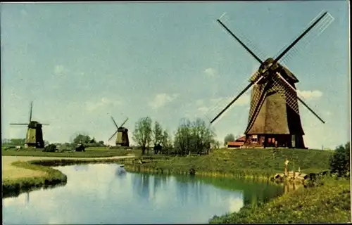 Ak Schermer Nordholland Niederlande, Hollandse Molens, Windmühle