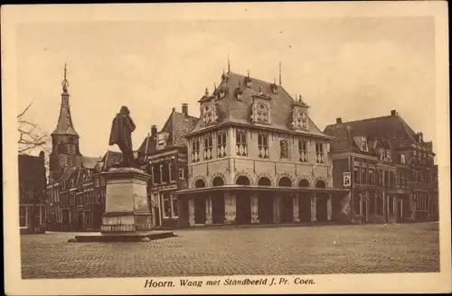 Ak Hoorn Nordholland Niederlande, Waag met Standbeeld J. Pr. Coen