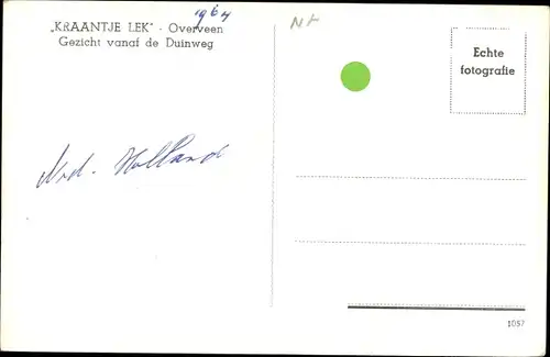 Ak Overveen Bloemendaal Nordholland Niederlande, Kraantje Lek, Duinweg