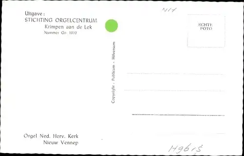 Ak Nieuw Vennep Nordholland Niederlande, Orgel Ned. Herv. Kerk