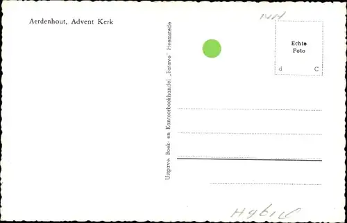 Ak Aerdenhout Nordholland Niederlande, Advent Kerk