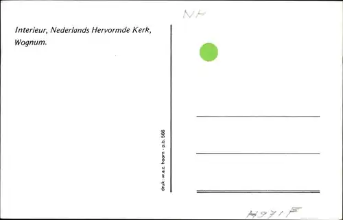 Ak Wognum Medemblik Nordholland Niederlande, Ned. Herv. Kerk, Interieur