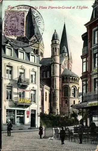 Ak Spa Wallonien Lüttich, Place Pierre le Grand et l'Eglise