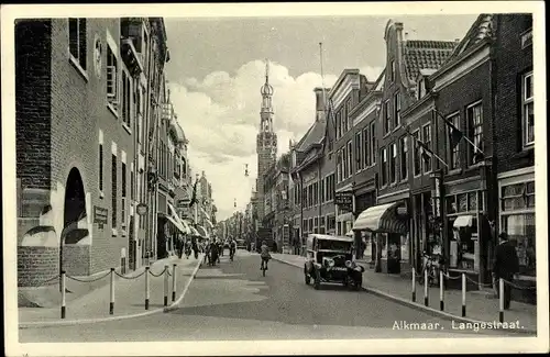 Ak Alkmaar Nordholland Niederlande, Langestraat, Geschäfte
