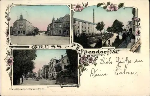 Ak Eppendorf in Sachsen, Teilansichten, Straßenpartie