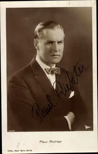 Ak Schauspieler Paul Richter, Portrait, Ross 1657/2, Autogramm