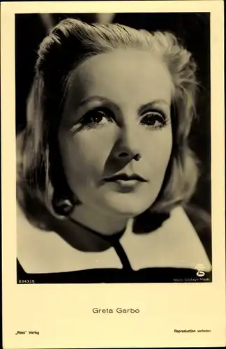 Ak Schauspielerin Greta Garbo, Portrait, Ross 8343/5