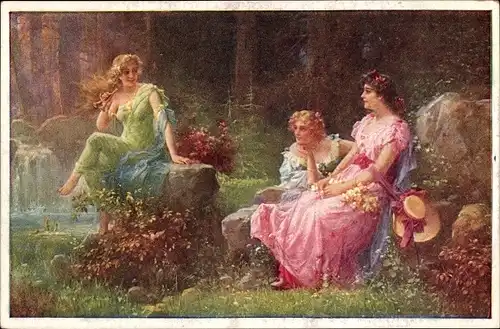 Künstler Ak Zatzka, H., Waldeszauber, Frauen im Wald