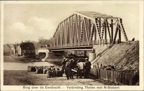 Ak Tholen Zeeland Niederlande, Brug over de Eendracht