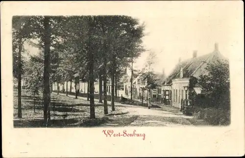 Ak West Souburg Zeeland Niederlande, Straßenpartie, Wohnhäuser, Bäume