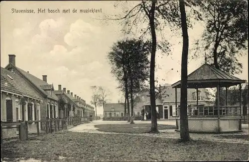 Ak Stavenisse Zeeland Niederlande, Het bosch met de muziektent