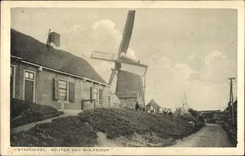 Ak Stavenisse Zeeland Niederlande, Achter den Molendijk