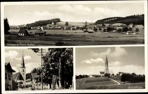 Ak Schildthurn Zeilarn in Niederbayern, Blick auf den Ort, Kirchen