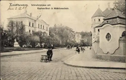 Ak Kaufbeuren an der Wertach in Schwaben, Schraderstraße, Knabenrealschule, Mädchenschule