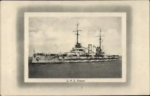 Ak Deutsches Kriegsschiff, SMS Posen, Großlinienschiff