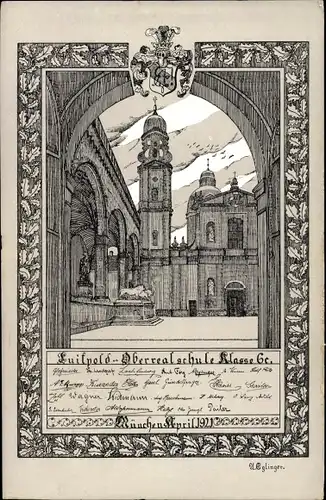 Studentika Ak München Bayern, Luitpold Oberrealschule Klasse 6 c 1921