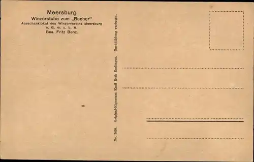 Ak Meersburg Bodensee, Winzerstube zum Becher, Weinstube