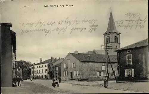 Ak Maizieres Meurthe et Moselle, Straßenpartie mit Kirche