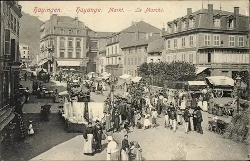 Ak Hayange Hayingen Lothringen Moselle, Markt, Le Marché
