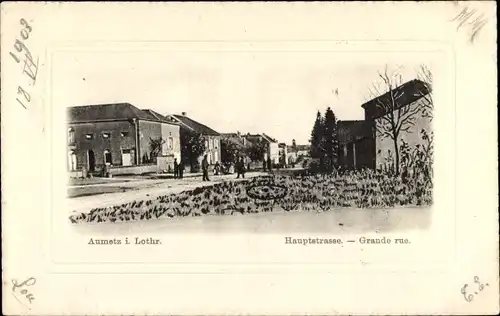 Ak Aumetz Moselle, Hauptstraße
