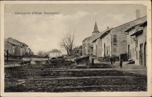 Ak Ommeray Ommerich Moselle, Straßenpartie