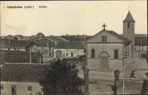 Ak Unterhofen Lothringen Moselle, Kirche