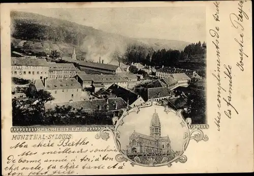 Ak Saint Louis lès Bitche Münztal Lothringen Moselle, Teilansicht, Kirche