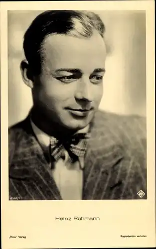 Ak Schauspieler Heinz Rühmann, Portrait, Ross Verlag 6168/1