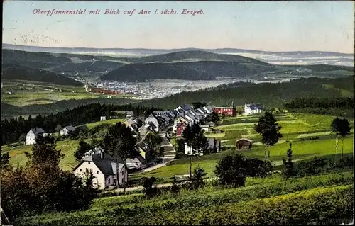 Ak Oberpfannenstiel Lauter Bernsbach im Erzgebirge Sachsen, Totale mit Blick auf Aue