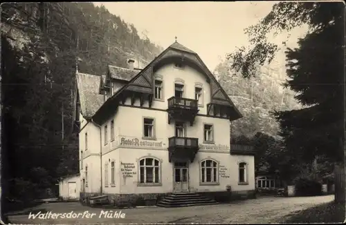 Ak Waltersdorf Bad Schandau an der Elbe, Hotel Restaurant Waltersdorfer Mühle