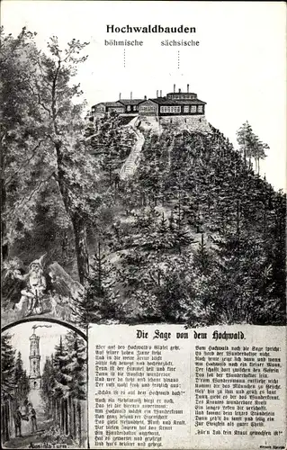 Ak Oybin in Sachsen, Hochwaldbauden, Die Sage von dem Hochwald