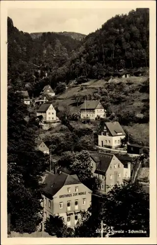 Ak Schmilka Bad Schandau Sächsische Schweiz, Teilansicht, Gasthaus zur Mühle