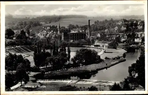 Ak Lunzenau in Sachsen, Stadtansicht, Mulde, Wehr