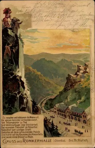 Litho Oker Goslar am Harz Niedersachsen, Romkerhalle, Vers