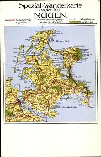 Landkarten Ak Insel Rügen, Spezial-Wanderkarte