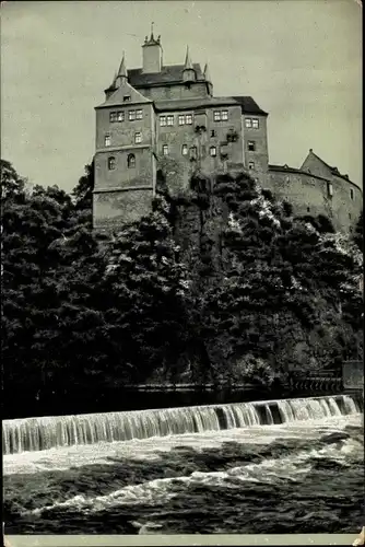 Ak Kriebstein Mittelsachsen, Burg Kriebstein, Zschopautal, Wehr