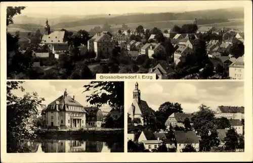 Ak Großolbersdorf im Erzgebirge, Blick auf den Ort, Schloss, Kirche