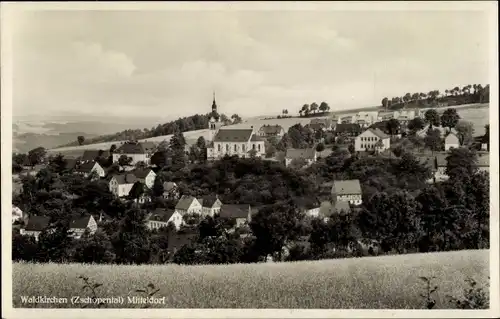 Ak Waldkirchen Grünhainichen im Erzgebirge Sachsen, Ortsansicht, Mitteldorf