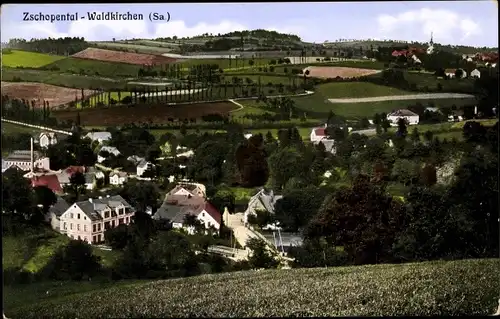 Ak Waldkirchen Grünhainichen im Erzgebirge Sachsen, Panorama, Zschopental