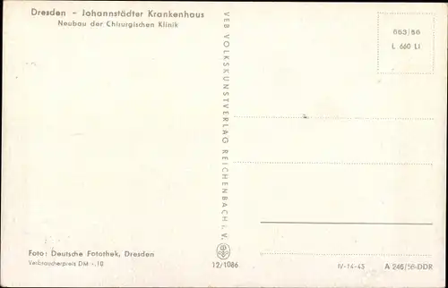 Ak Dresden Altstadt, Johannstädter Krankenhaus, Neubau Chirurgische Klinik