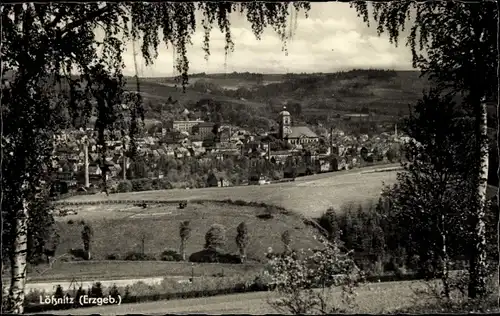 Ak Lößnitz im Erzgebirge, Ortsansicht, Kirche