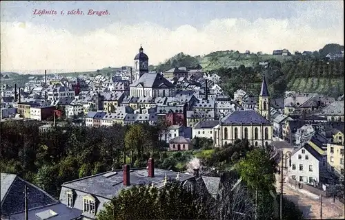 Ak Lößnitz im Erzgebirge, Panorama vom Ort