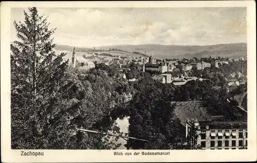 Ak Zschopau im Erzgebirge Sachsen, Blick von der Bodemerkanzel