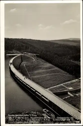 Ak Lengefeld im Erzgebirge Sachsen, Saidenbachtalsperre, Talsperre, Panorama