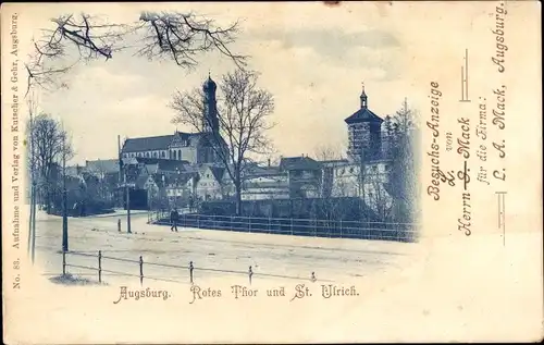 Ak Augsburg in Schwaben, Rotes Tor und St. Ulrich