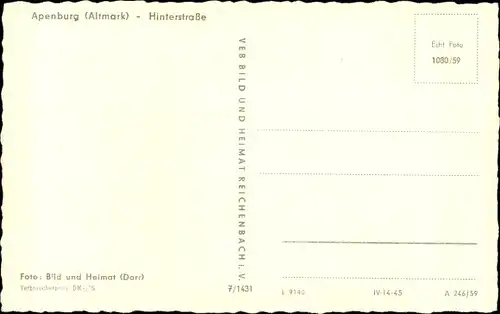 Ak Apenburg Winterfeld in der Altmark, Hinterstraße