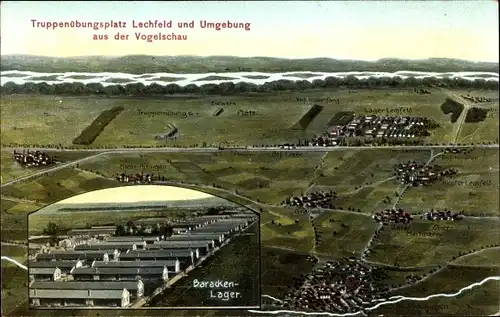 Landkarten Ak Lagerlechfeld Graben Schwaben, Truppenübungsplatz Lager Lechfeld, Meitingen