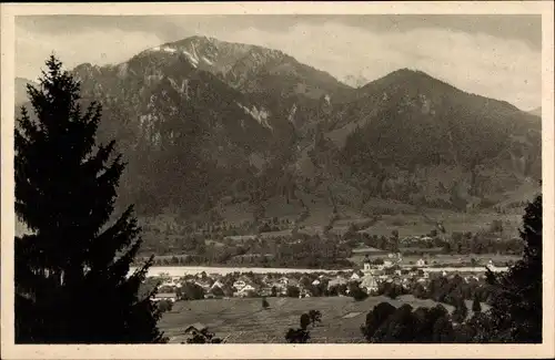 Ak Lenggries in Oberbayern, mit Brauneck, Panorama