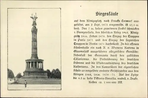 Ak Berlin Tiergarten, Siegessäule
