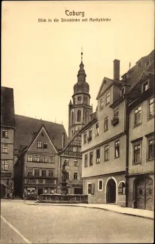 Ak Coburg in Oberfranken, Blick in die Steinkirche mit Moritzkirche